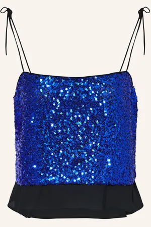 Baum und Pferdgarten Cropped-Top Jovana Mit Pailletten blau