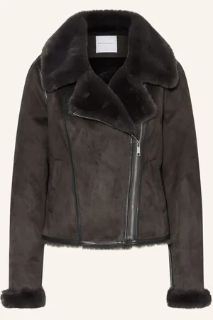 Rino & Pelle Bikerjacke Mit Kunstfell grau