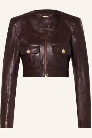 Chloé Cropped-Lederjacke braun
