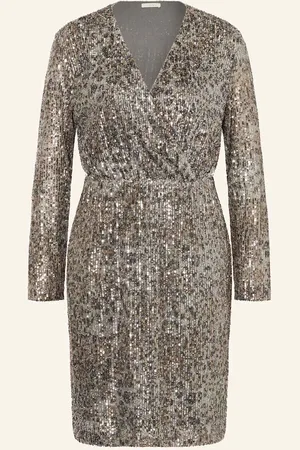 lilienfels Kleid In Wickeloptik Mit Pailletten grau