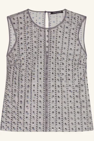 Luisa Cerano Mesh-Top Mit Schmucksteinen