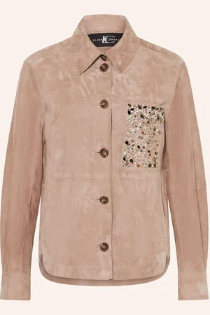 Luisa Cerano Lederjacke Mit Schmucksteinen braun
