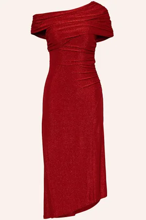 Diane von Furstenberg Off-Shoulder-Kleid Agustin Mit Glitzergarn rot