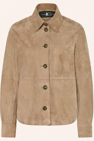 Luisa Cerano Leder-Overjacket beige