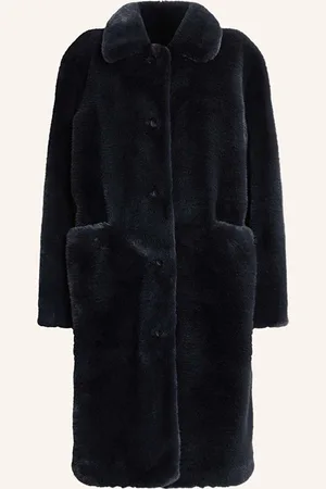 AllSaints Kunstfell-Mantel Sora blau