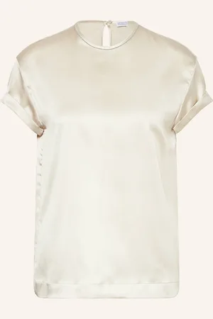 Brunello Cucinelli Blusenshirt Aus Seide Mit Schmucksteinen braun