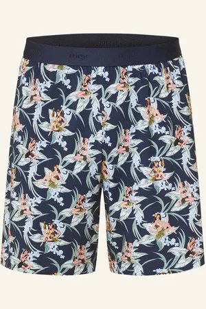 Mey Schlafshorts Serie Tropical Bliss blau