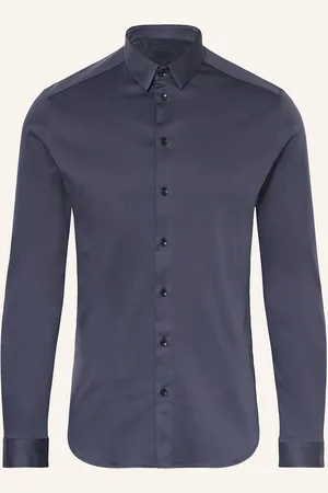 MOS MOSH Gallery Jerseyhemd Marco Extra Slim Fit blau
