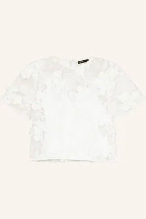 Maje Blusenshirt Aus Spitze Mit Schmucksteinen