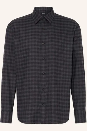 Ermenegildo Zegna Flanellhemd Regular Fit grau