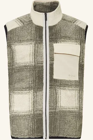 HUGO BOSS Teddyfell-Weste Im Materialmix beige