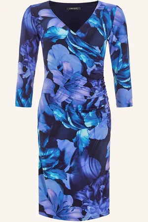 Swing Cocktailkleid Mit 3/4-Arm blau