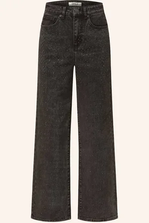 ONLY Straight Jeans Mit Schmucksteinen schwarz