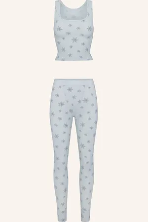 SKIMS Lounge-Set Cotton Rib blau