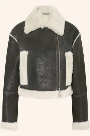 Mrs & HUGS Cropped-Lederjacke grau