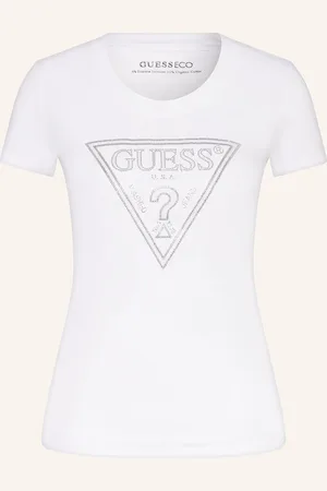 Guess T-Shirt Mit Schmucksteinen weiss
