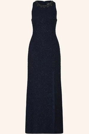 Adrianna Papell Tweed-Kleid Mit Schmucksteinen blau