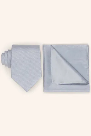 PAUL Set: Krawatte Und Einstecktuch blau