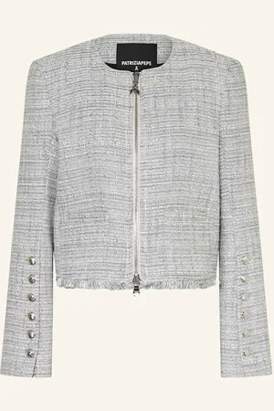 Patrizia Pepe Bouclé-Jacke Mit Glitzergarn grau