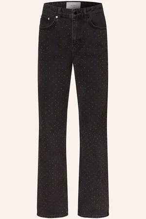 Neo Noir Flared Jeans Simona Mit Schmucksteinen schwarz