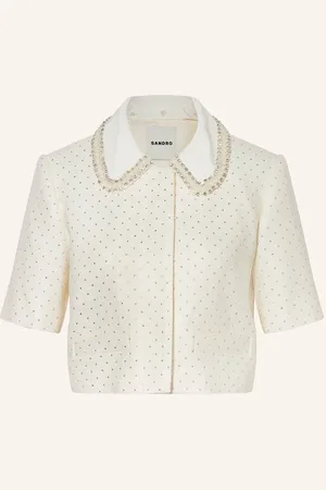 Sandro Blazer Mit Schmucksteinen weiss