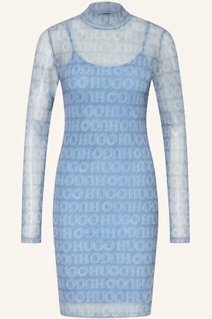 Hugo Blue Mesh-Kleid Noella blau