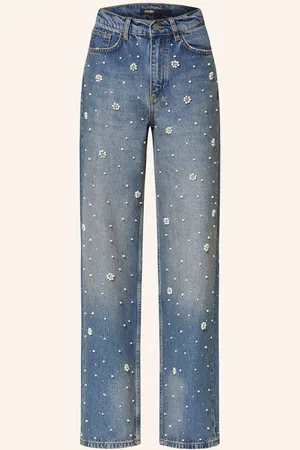 Maje Jeans Mit Schmucksteinen Und Schmuckperlen blau