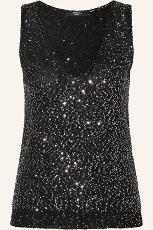 Max Mara Stricktop Colomba Mit Pailletten schwarz