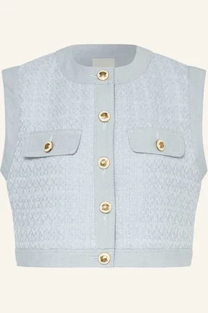 Sandro Cropped-Weste Aus Tweed blau