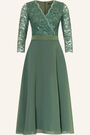 Swing Cocktailkleid Mit 3/4-Arm Und Spitze gruen