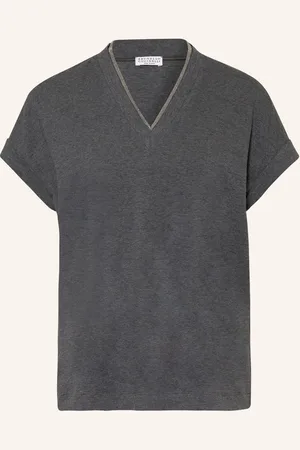 Brunello Cucinelli T-Shirt Mit Schmucksteinbesatz grau