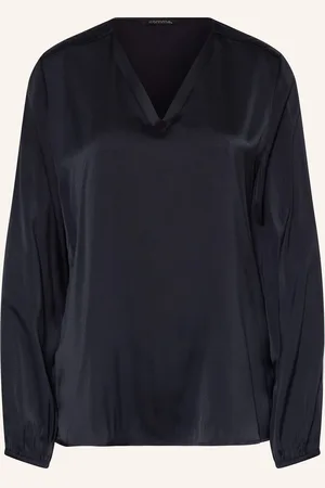 Comma, Blusenshirt Aus Satin blau