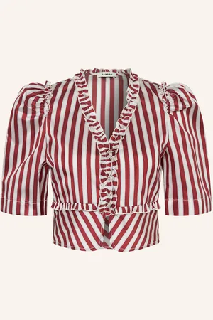 Sandro Cropped-Bluse Mit Rüschen rot