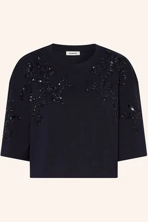 Sandro Cropped-Shirt Mit Pailletten blau