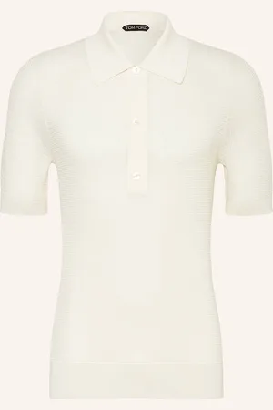Tom Ford Strick-Poloshirt Mit Seide weiss