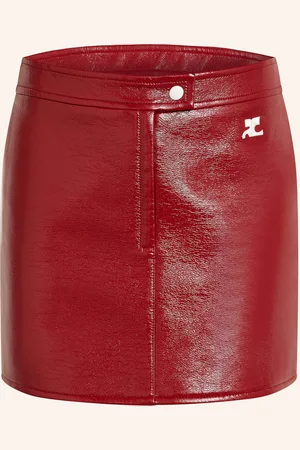 Courrèges Rock In Lederoptik rot