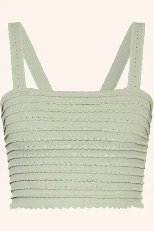 Sandro Cropped-Stricktop Mit Schmucksteinen gruen