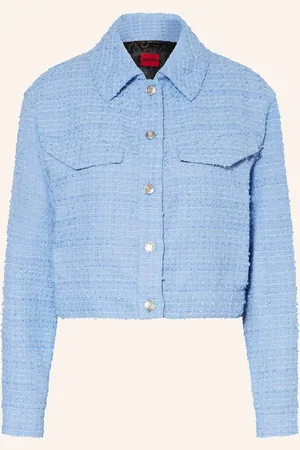 HUGO BOSS Cropped-Blazer Akulanna Aus Tweed blau