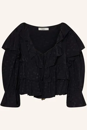 Chloé Cropped-Bluse Mit 3/4-Arm Und Rüschen