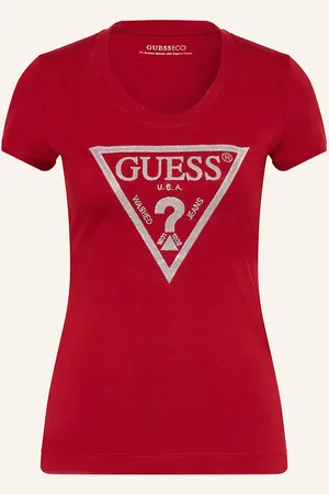 Guess T-Shirt Mit Schmucksteinen rot