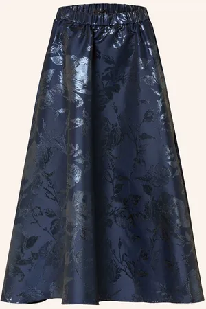 Oui Jacquard-Rock Mit Glitzergarn blau
