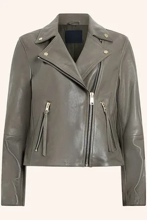 AllSaints Lederjacke Dalby gruen