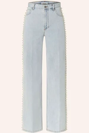 Sandro Straight Jeans Mit Schmucksteinen blau