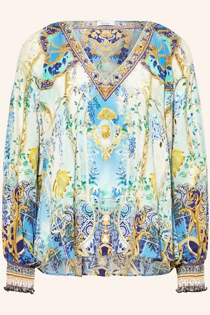 Princess goes Hollywood Seidenbluse Mit Schmucksteinen blau