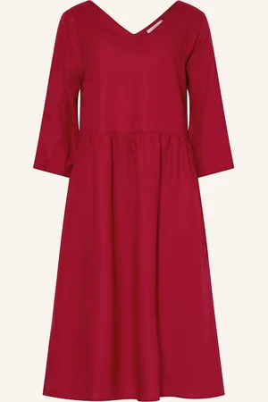 lilienfels Leinenkleid Mit 3/4-Arm rot