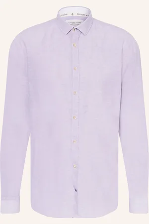 Colours & Sons Hemd Slim Fit Mit Leinen lila