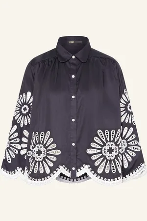 Maje Bluse Mit Spitze blau