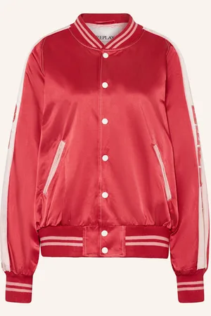 Replay Satinblouson Mit Galonstreifen rot
