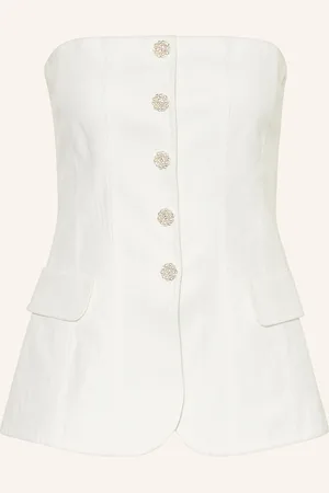 Maje Off-Shoulder-Top Mit Leinen weiss