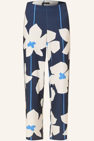 Oui Marlenehose Aus Jersey Mit Galonstreifen blau